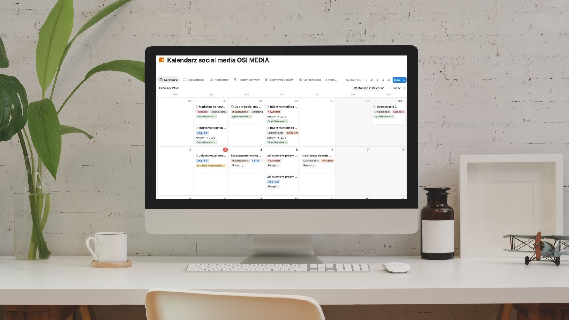 harmonogram postów Notion